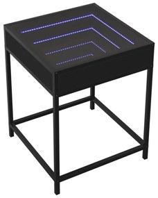 Fekete végtelen hatású LED-es éjjeliszekrény 40 x 40 x 51 cm