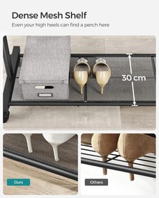 Fém ruhatartó kerekekkel, tárolópolccal, fekete