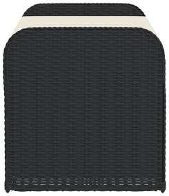 fekete polyrattan tárolópad párnával 115 x 51 x 52 cm