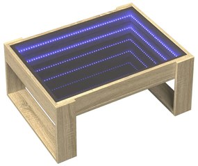 sonoma tölgy végtelen hatású LED-es dohányzóasztal 70x53x30 cm