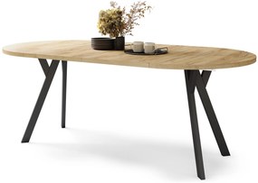 Mazzoni ALDO Arany Craft tölgy/fekete lábak - LOFT/IPARI STÍLUSÚ BŐVÍTHETŐ KEREK ASZTAL NAPPALIBA/ÉTKEZŐBE "Y" ALAKÚ LÁBAKKAL
