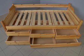 4+1 fiókos fenyő ágykeret 80x200 + ajándék ágyráccsal