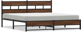 vidaXL barna tölgy színű fém ágykeret matrac nélkül 180 x 200 cm