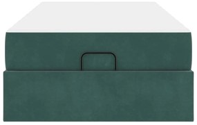 Ágykeret matracmal tárolóval Sötétzöld 80 x 200 cm Bársony