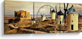 Kép - Szélmalmok (órával) (90x30 cm)