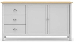 Fehér-natúr színű borovi fenyő alacsony komód 150x80,5 cm Misti – Marckeric