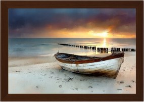 Poszter Keret Fa Csónak Tenger Naplemente Balti Tengerpart 60x40