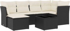 vidaXL 7 részes fekete polyrattan kerti ülőgarnitúra párnával