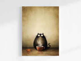 Vászonkép Canvas Grafika Ősz Macska Vastag Bögre Kávé Meleg 60x80
