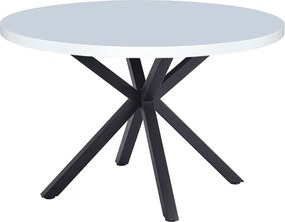 Étkezőasztal, fehér matt/fekete, átmérő 120 cm, MEDOR