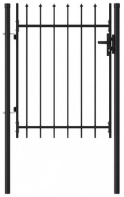 Fekete acél lándzsahegy tetejű kerítéskapu 1 x 1,2 m