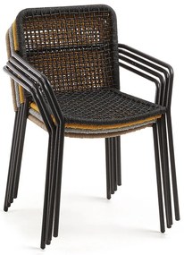 Bomer fekete acélszerkezetű kerti szék - Kave Home