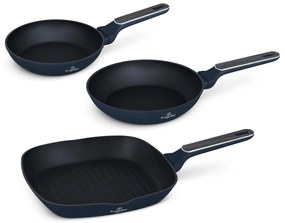 BerlingerHaus tapadásmentes indukciós 3 részes serpenyő szett grill serpenyővel Deep Sea