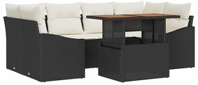 vidaXL Kert étkező szett párnával 7 pcs Fekete és Krém