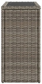 szürke polyrattan kerti kisasztal üveg lappal 58 x 27,5 x 55 cm