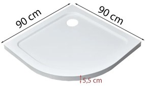 Modena Slim íves alacsony akril zuhanytálca 90x90 cm
