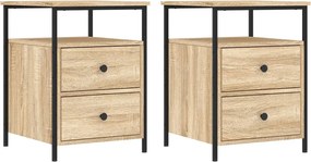 vidaXL 2 db sonoma tölgy színű szerelt fa éjjeliszekrény 44x45x60 cm