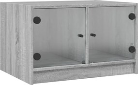 vidaXL szürke sonoma színű dohányzóasztal üvegajtókkal 68x50x42 cm