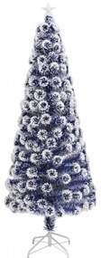 fehér és kék száloptikás megvilágított műkarácsonyfa 210 cm