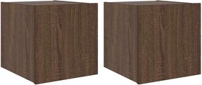 vidaXL 2 db barna tölgyszínű fali TV-szekrény LED-del 30,5x35x30 cm