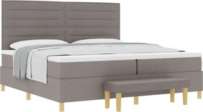 vidaXL Boxrugós ágy matracmal fejtámlával Tópszínű 200 x 200 cm szövet