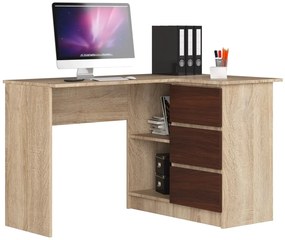 Sarok íróasztal - Akord Furniture - 124 cm - sonoma tölgy / wenge
