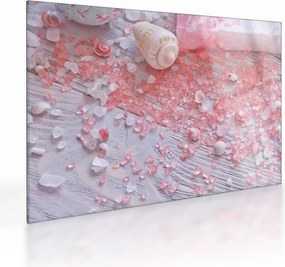 Kép - Tengerparti hangulat rózsaszín árnyalatokban (üvegen) (70x50 cm)