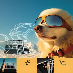 BRUNO kutyaszállító box, 97x90x70cm, ezüst/fekete Cadoca