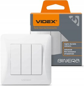 Lépcsőkapcsoló 3 pólusú 10A falra szerelhető fehér Binera Videx