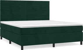 vidaXL sötétzöld bársony rugós ágy matraccal 160x200 cm