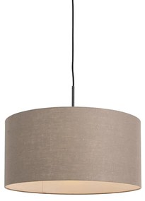 Rusztikus lógólámpa fekete barna árnyékolóval 50 cm - Combi 1