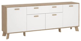 Fehér-natúr színű komód tölgyfa dekorral 196x73x39 cm Ikast – Tvilum