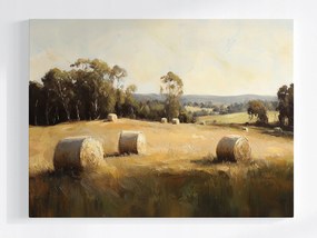 Canvas Vászonkép Tájkép Lengyelország Falu Aratás Mező Széna Nyár 100x75