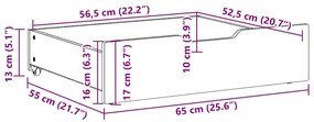 2 db tömör fenyőfa ágy alatti fiók kerekekkel 65 x 55 x 16 cm