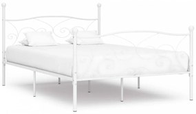 Fehér fém ágykeret lécezett ágyráccsal 160 x 200 cm