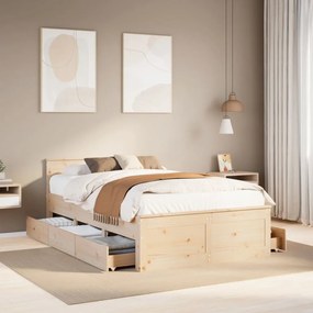 tömör fenyőfa fejtámlás ágykeret matrac nélkül 135 x 190 cm
