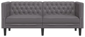 2 személyes szürke műbőr Chesterfield kanapé