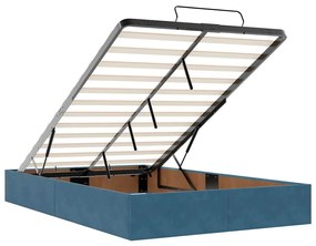 Ottomán ágykeret matrac nélkül sötétkék 120x190 cm bársony