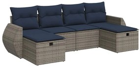 vidaXL 6 részes szürke polyrattan kerti ülőgarnitúra párnákkal