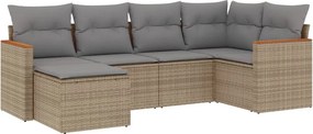 vidaXL 6 részes bézs polyrattan kerti ülőgarnitúra párnával