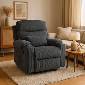 TV és Relaxfotel Szürke Kordbársony Szövettel. TORRES