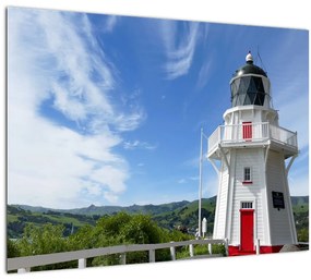 Az Akaroa világítótorony képe, Új-Zéland (70x50 cm)