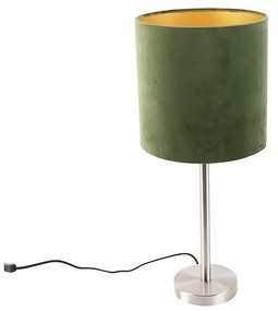 Acél asztali lámpa zöld árnyékolóval 25 cm - Simplo