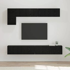 TV szekrény garnitúra Falra szerelhető 5 pcs Fekete tölgy