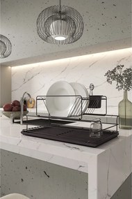 Edényszárító, csepegtető tálca, fekete, 47 x 32 cm