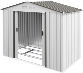 Outsunny Kertiszerszámtároló 2,5m² Erősített Alappal, Padló Nélkül, 213x130x185 cm Kültéri Kertitároló Két Csuszdaajtóval és Négy Ablakkal | Aosom