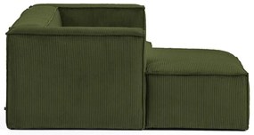 Zöld kordbársony sarokkanapé (bal oldali) Blok – Kave Home