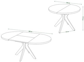 Mazzoni RENZO Természetes Tölgy - KEREK FA ASZTAL Ø110 180 cm-re BŐVÍTHETŐ | A KONYHÁBA ÉTKEZŐBE NAPPALIBA RETRO