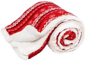 Karácsonyi mikroflanel takaró 200x150 cm - piros norvég mintás