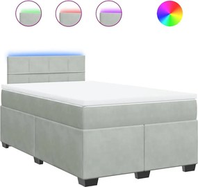 vidaXL világosszürke bársony rugós ágy matraccal 120 x 190 cm